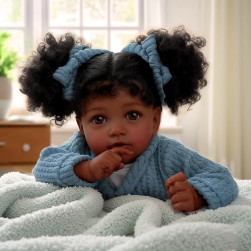 BABESIDE Reborn Baby Schwarzes Mädchen – 20 Zoll weiche, Lebensechte Babypuppen, Reborn Puppe mit Geschenkbox für Kinder ab 3 Jahren von BABESIDE