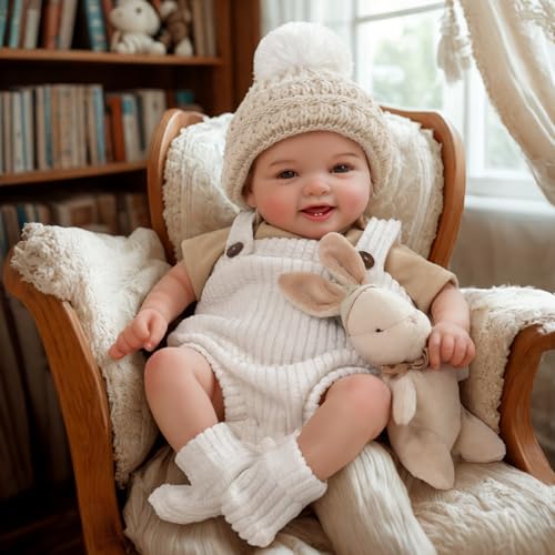 BABESIDE Reborn-Babypuppen 17 Zoll Mia Realistische Reborn Neugeborene Babypuppen Mädchen mit süßem weichen Körper süßem Lächeln Real Life Babypuppen Lebensechte Babypuppen Echte Hautdetails von BABESIDE