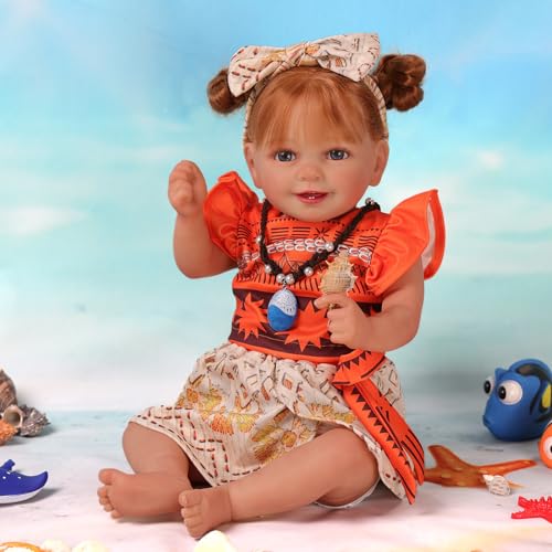 BABESIDE Reborn-Puppe, 20 Zoll Realistische Reborn-Baby Mädchen mit Langem Haar, Weichem Stoffkörper mit Kleidung Zubehör für Kinder ab 3 Jahren von BABESIDE
