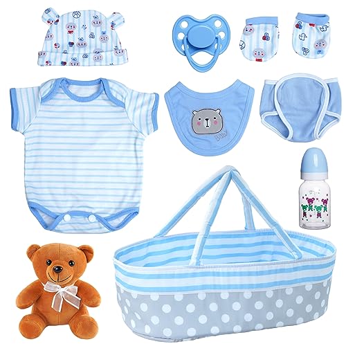 BABESIDE Reborn Puppe Kleidung für 17-22 Zoll Neugeborenes Baby Puppe Junge - Baby Puppe Zubehör -Babypuppe Fütterung und Pflege Set für Mädchen Spielzeug Geschenk von BABESIDE