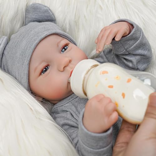 BABESIDE Lebensechte Reborn-Baby Puppen Junge - 18 Zoll Reborn Baby VollSili-kon Lebensecht - Realistische Blaue Augen Junge vin-yl Nettes Neugeborenes Spielzeug Geschenk für Kinder Alter 3+ von BABESIDE