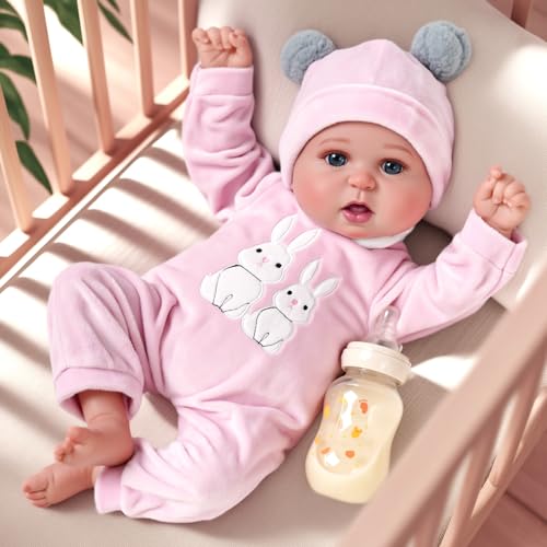 BABESIDE Reborn Puppen – 50,8 cm weicher Körper, lebensechte Babypuppen für Neugeborene, offene Augen, Mädchenpuppen mit Kleidung und Spielzeugzubehör, Geschenk für Kinder ab 3 Jahren (Kaninchen) von BABESIDE