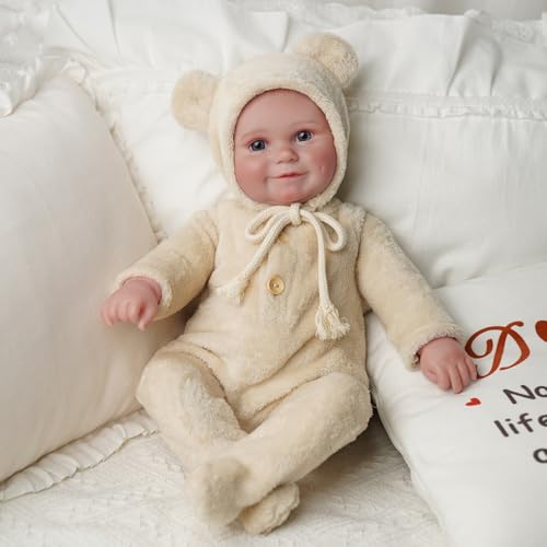 BABESIDE Reborn-Babypuppen 20 Zoll Lebensechte Babypuppe Süßes Mädchen Weiches Vinyl Realistisches Neugeborenes echtes Handgefertigtes Spielzeug mit Süßem Lächeln mit Zubehör für Kindergeschenke, Bär von BABESIDE