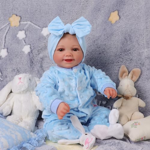 BABESIDE Reborn-Puppen Realistische Babypuppen die Echt Aussehen 17 Zoll 43cm Sunny Lebensechte Babypuppen Mädchen Wiedergeborene Kleinkindpuppen Neugeborene Weiche Echte Babypuppen(Blau) von BABESIDE