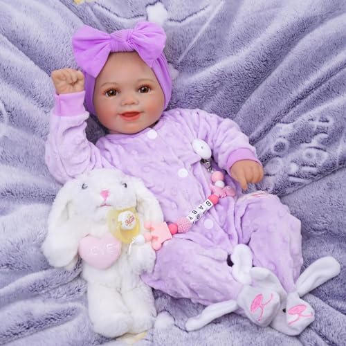 BABESIDE Reborn Puppen Lebensecht Sunny 17 Zoll Wie Echtes Baby Realistische Babypuppen Newborn Puppe Mädchen Weicher Stoffkörper Reborn-Kleinkind-Puppen Echtes Leben Baby Puppe Violett von BABESIDE