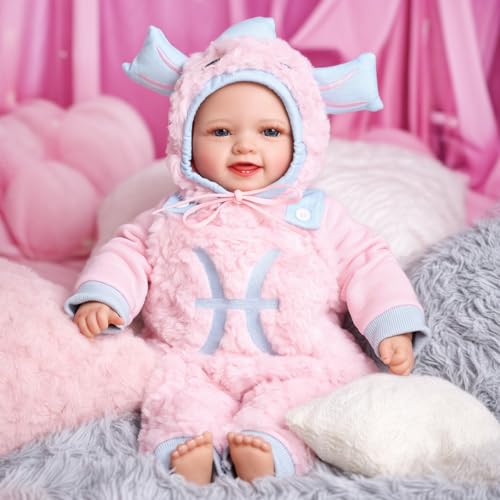 BABESIDE Babypuppe 17 Zoll Weichkörperpuppe in Süßer Puppenkleidung - Reborn Puppen Lebensecht Mädchen ohne Haare Puppen für Kinder ab 2 Jahren von BABESIDE