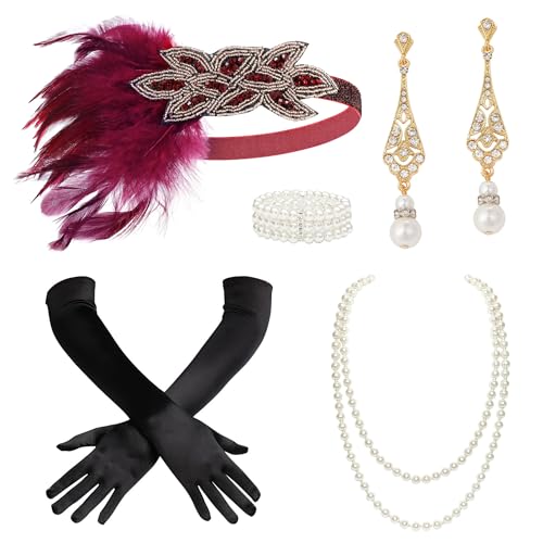 BABEYOND 1920er Jahre Flapper Zubehör Great Gatsby Kostüm Zubehör 20er Jahre Flapper Stirnband Perlenkette Handschuhe Kunststoffhalter BABEYOND 1920er Jahre Flapper Zubehör Great Gatsby Kostüm Zubehör 20er Jahre Flapper Stirnband Perlenkette Handschuhe Kunststoffhalter von BABEYOND