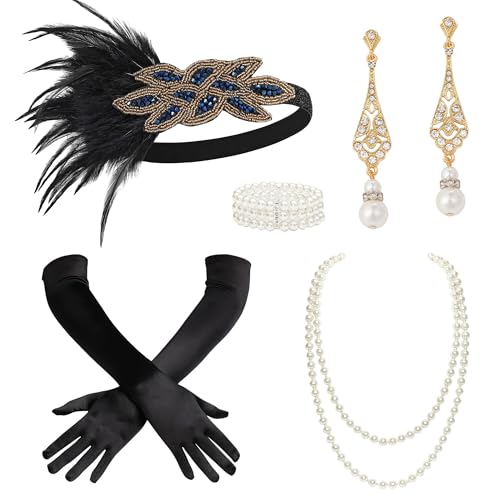 BABEYOND 1920er Jahre Flapper Zubehör Great Gatsby Kostüm Zubehör 20er Jahre Flapper Stirnband Perlenkette Handschuhe Kunststoffhalter BABEYOND 1920er Jahre Flapper Zubehör Great Gatsby Kostüm Zubehör 20er Jahre Flapper Stirnband Perlenkette Handschuhe Kunststoffhalter von BABEYOND