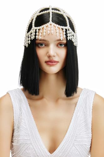 BABEYOND 1920er Jahre Perle Flapper Cap Kopfschmuck Brüllende 20er Jahre Gatsby Perlenkopf Kette Hochzeit, Weiss/opulenter Garten, Einheitsgröße BABEYOND 1920er Jahre Perle Flapper Cap Kopfschmuck Brüllende 20er Jahre Gatsby Perlenkopf Kette Hochzeit, Weiss/opulenter Garten, Einheitsgröße von BABEYOND