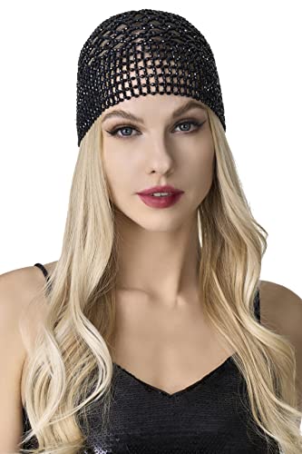 BABEYOND 1920er Perlenmütze, Kopfbedeckung für Bauchtanz, exotisch, Kleopatra, Kopfbedeckung für Gatsby Motto-Party (schwarz) von BABEYOND