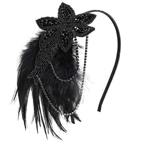 BABEYOND 1920s Flapper Stirnband Feder Perlen Kopfstück Roaring 20s Great Gatsby Haar Accessoire für Party von BABEYOND