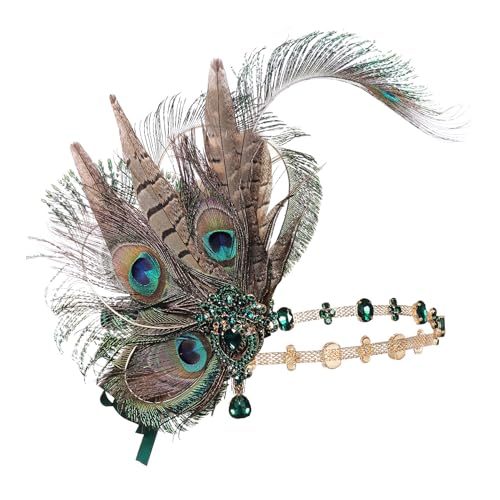 BABEYOND 1920s Stirnband Damen Pfau Feder Haarspange Gatsby Fasching Kostüm Haar Accessoires von BABEYOND