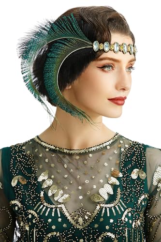 BABEYOND Damen 1920s Feder Stirnband 20er Jahre Stil Flapper Haarband Great Gatsby Damen Fasching Kostüm Accessoires von BABEYOND