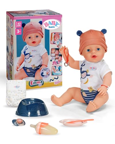 BABY Born Emma im Dschungel-Style - 43 cm große Babypuppe - 10 Funktionen inkl. Accessoires & Strampler in Unisex Farben - Funktioniert ohne Batterien - Geeignet für Kinder ab 3 Jahren von BABY Born
