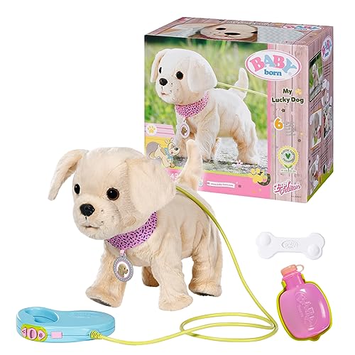 BABY born, Hund, My Lucky Dog, BABY born Hund mit Funktion inklusive Halsband, Anhänger, Leine, Flasche und Knochen, 829417, Zapf Creation. von BABY Born