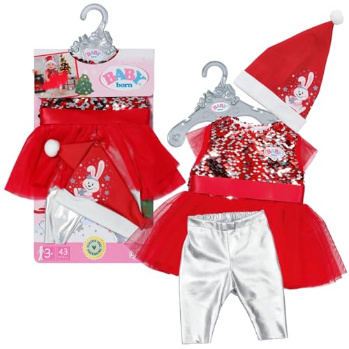 BABY born Weihnachtsoutfit 43cm, Weihnachtskleid mit Pailletten, Leggings und Weihnachtsmütze für 43cm Puppen, 836118 Zapf Creation BABY born Weihnachtsoutfit 43cm, Weihnachtskleid mit Pailletten, Leggings und Weihnachtsmütze für 43cm Puppen, 836118 Zapf Creation von BABY Born