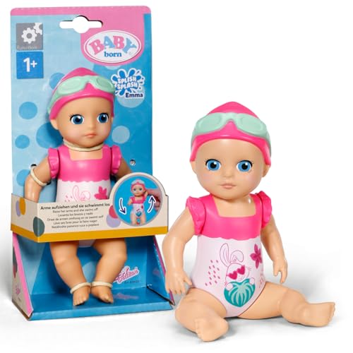 BABY born Splish Splash Bade-Spielzeug Emma - Größe 15 cm - Mit mechanischer Schwimmfunktion - Funktioniert komplett ohne Batterien - Geeignet für Kinder ab 1 Jahr, Rose von BABY Born