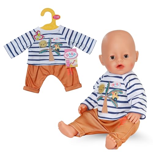 BABY born Palmen-Outfit aus gestreiftem Langarm-Shirt mit Palmenmotiv & Jogginghose - Hochwertiges Puppenzubehör - Kleidung geeignet für Puppen der Größe 43 cm von BABY Born