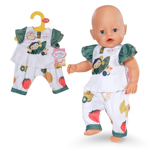 BABY born Äffchen-Outfit - Rüschenshirt & Loungehose im Dschungel-Stil - Hochwertiges Puppenzubehör - Kleidung geeignet für Puppen der Größe 43 cm von BABY Born