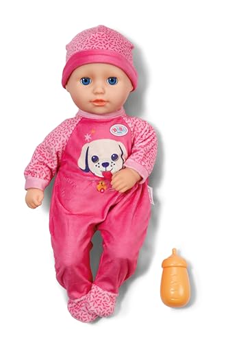 BABY born Anna mit pinken Strampler, weiche 36cm große Babypuppe mit Stoffkörper und Schlafaugen inkl. Fläschchen von BABY Born