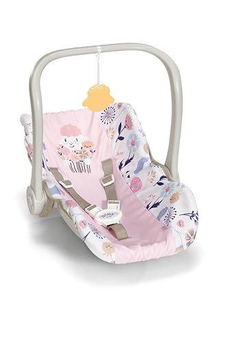 BABY born Babyschale für Puppen mit Blumenmotiv und schwenkbaren Tragegriff und 3-Punkt-Gurt, für 36 cm und 43 cm große Puppen, 838518 Zapf Creation von BABY Born