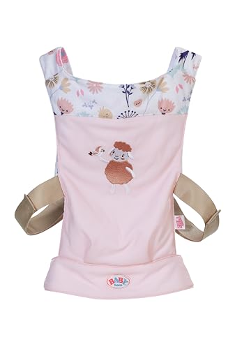BABY born Babytrage, Puppentrage für Kinder mit 2 Blickrichtungen und verstellbarem Gurt in rosa mit Blumendetails für 36 und 43 cm Puppen geeignet, 837917 Zapf Creation von BABY Born