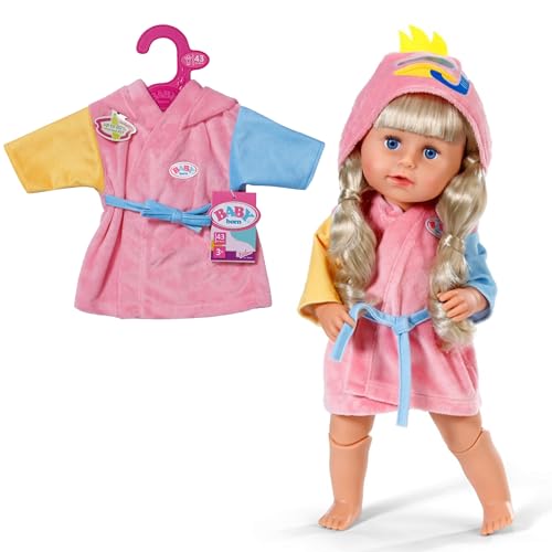 BABY born Bademantel - Mit Enten-Kapuze & verschiedenfarbigen Ärmeln - Hochwertiges Puppenzubehör - Kleidung geeignet für Puppen der Größe 43 cm von BABY Born