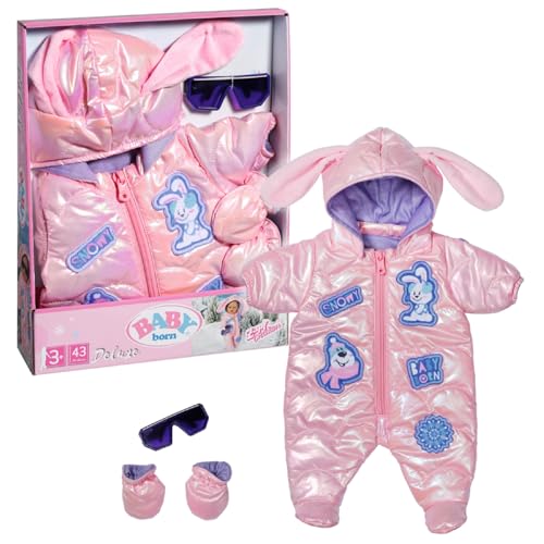 BABY born Deluxe Skianzug mit Hasenohren, mit Sonnenbrille und Handschuhen für 43 cm große Puppen, 834190 Zapf Creation von BABY Born