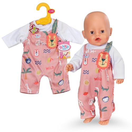 BABY born Strampler mit Langen Ärmeln & Dschungelmotiven - Hochwertiges Puppenzubehör - Kleidung geeignet für Puppen der Größe 43 cm von BABY Born