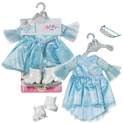 BABY born Eisprinzessin 43cm, Eisprinzessinen-Kleid mit Schlittschuhen und Tiara für 43 cm Puppen, 836095 Zapf Creation von BABY Born