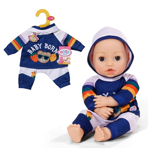 BABY born Jogging Anzug Navy mit navy-blauem Hoodie inkl. Teddy-Print und grauer Hose für 43cm Puppen, 838204 Zapf Creation von BABY Born