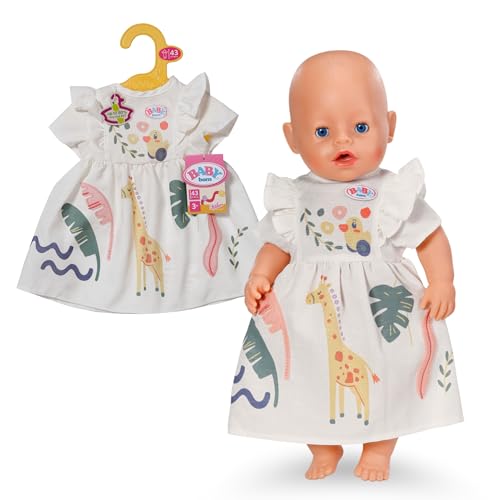 BABY born Rüschenkleid mit Dschungel & Giraffen-Print - Hochwertiges Puppenzubehör - Kleidung geeignet für Puppen der Größe 43 cm von BABY Born