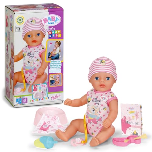BABY born Lena (Little Baby Girl) 36cm, Babypuppe mit 7 Funktionen für Kleinkinder ab 1 Jahr, funktioniert ohne Batterie, 36 cm große Puppe, Black von BABY Born