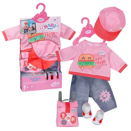 Baby Born Snack Shop Outfit 43cm, Outfit mit Cap, Schuhen und Rucksack für 43cm Puppen, 835944 Zapf Creation von BABY Born