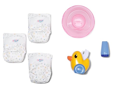 BABY born Töpfchen Set für 43cm Puppen mit Windeln, Creme-Dose und Ente Berta als Papierspender, 838365 Zapf Creation von BABY Born