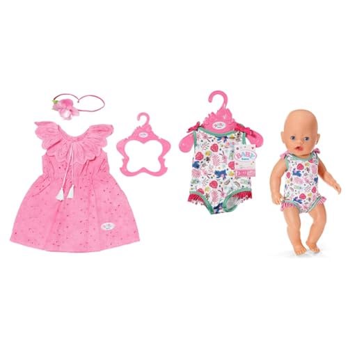 BABY born Trendy Blumenkleid, Puppenkleid aus rosa Spitzenstoff mit Haarband für 43 cm Puppen & Badeanzug, EIN Stück, Puppen-Badeanzug mit Buntem Print für 43 cm Puppen BABY born Trendy Blumenkleid, Puppenkleid aus rosa Spitzenstoff mit Haarband für 43 cm Puppen & Badeanzug, EIN Stück, Puppen-Badeanzug mit Buntem Print für 43 cm Puppen von BABY Born