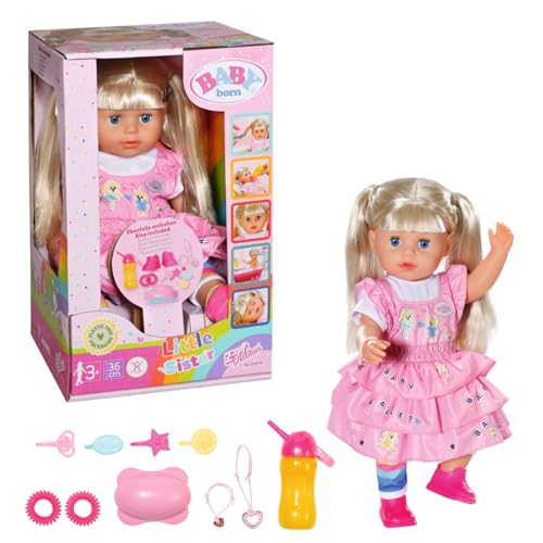 BABY born Zapf Creation 834916 Kindergarten Little Sister 36 cm große Puppe mit 7 lebensechten Funktionen, Langen blonden Haaren und 11 Accessoires BABY born Zapf Creation 834916 Kindergarten Little Sister 36 cm große Puppe mit 7 lebensechten Funktionen, Langen blonden Haaren und 11 Accessoires von BABY Born