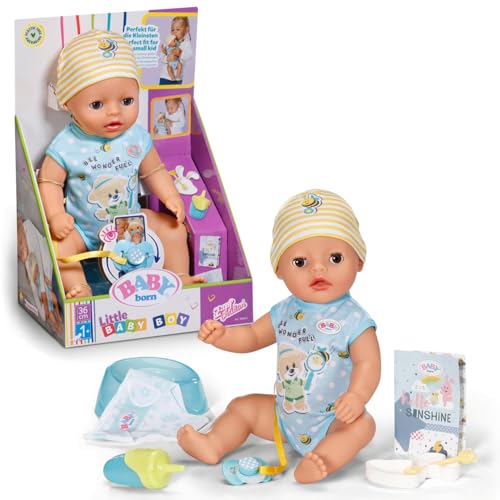 BABY born Lukas (Little Baby Boy) 36cm, Babypuppe mit 7 Funktionen für Kleinkinder ab 1 Jahr, funktioniert ohne Batterie, 36 cm große Puppe, 834602 Zapf Creation von BABY Born