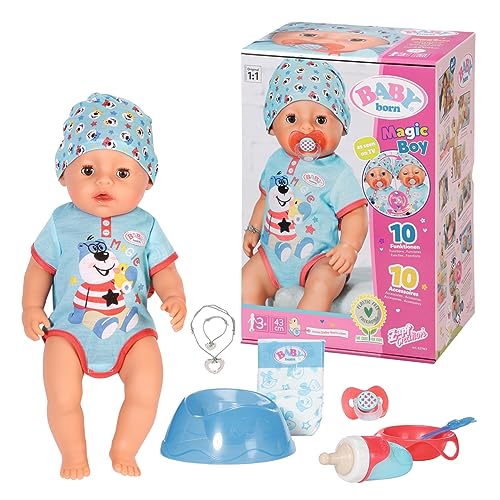 BABY born Magic Boy, Babypuppe mit 10 Funktionen für Kinder ab 3 Jahren, funktioniert ohne Batterie, 43cm groß, 827963 Zapf Creation von BABY Born