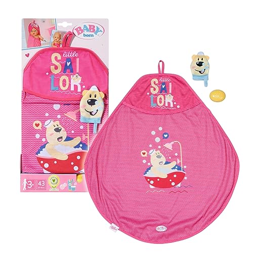 BABY born Bath, Puppenzubehör fürs Bad mit Kapuzenhandtuch, Schwamm und Waschlappen, für 43 cm Puppen 830635 Zapf Creation, Gelbe, Yellow von BABY Born