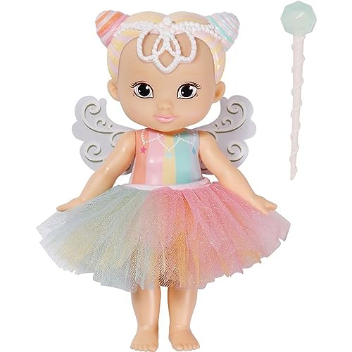 Zapf Creation 831830 BABY born Storybook Fairy Rainbow 18 cm - Feen-Puppe mit flatternden Flügeln, Farbwechsel Tattoo, Feenlicht, Zauberstab, Kulisse und Bilderbuch von BABY Born