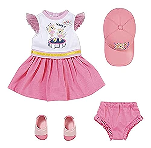 BABY born Little Kindergarten Outfit mit Puppenkleid, Basecap, Höschen und Schuhe für 36 cm Puppen, 831946 Zapf Creation von BABY Born