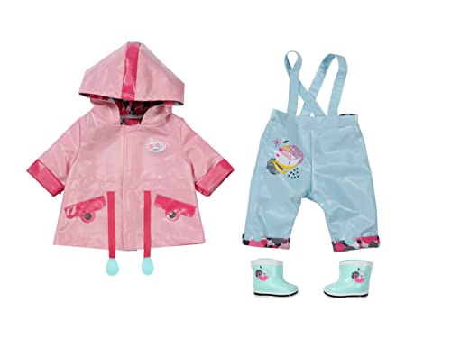 BABY born, Puppenkleidung, BABY Born Deluxe Regen Set 43 cm, Regenkleidung, Set mit rosa Regenjacke, blauer Matschhose und Gummistiefeln, 832578, Zapf Creation. von BABY Born