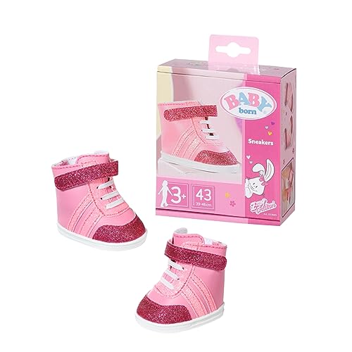 BABY born Sneakers pink, Puppenschuhe in Rosa mit Klettverschluss und Glitzer für 43 cm Puppen, 833889 Zapf Creation von BABY Born