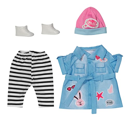 BABY born 835258 Deluxe Jeans Kleid 43cm - Puppenkleidung Set mit Puppenkleid, gestreifter Leggings, rosa Mütze und Schuhen. BABY born 835258 Deluxe Jeans Kleid 43cm - Puppenkleidung Set mit Puppenkleid, gestreifter Leggings, rosa Mütze und Schuhen. von BABY Born