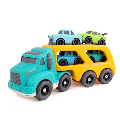 BABY CHALLENGE - LKW Transport - 055132 - Blau - Einsatzfahrzeuge - Kinderspielzeug - Geschenk - Geburtstag - Freilauf - Erstes Alter - Bioplastik - Ab 18 Monaten von BABY CHALLENGE