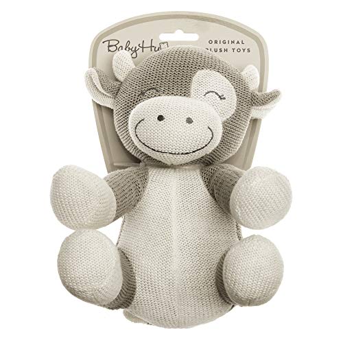 BABY HUG Sitting Cow Hug Me, 3831118800162, Strickplüsch, Kleine Kuh sitzend 23cm A19, Beige, Natural von BABY HUG