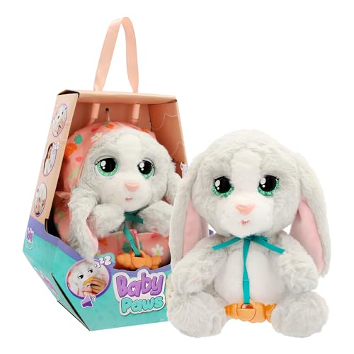 BABY PAWS Bunny, Interaktiver Plüschhase mit Lauten, der die Augen öffnet und Schließt und einen Tragebeutel sowie Schnuller enthält, Spielzeug und Geschenk für Kinder ab 18 Monaten BABY PAWS Bunny, Interaktiver Plüschhase mit Lauten, der die Augen öffnet und Schließt und einen Tragebeutel sowie Schnuller enthält, Spielzeug und Geschenk für Kinder ab 18 Monaten von BABY PAWS