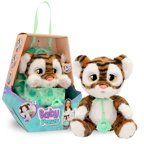 Baby Paws Tiger INTERAKTIVES PLÜSCHTIER Süßer interaktiver Plüschtiger, der Laute von Sich gibt, die Augen öffnet und schließt und einen Tragebeutel enthält. Kinder ab 3 Jahren von BABY PAWS