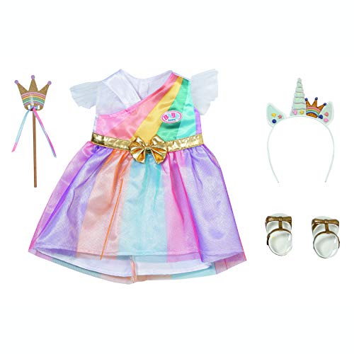 Zapf Creation 830338 BABY born Fantasy Deluxe Prinzessin 43 cm - Puppenkleid in Regenbogenfarben mit Schuhen, Haarreif mit Pins und Zepter von BABY born